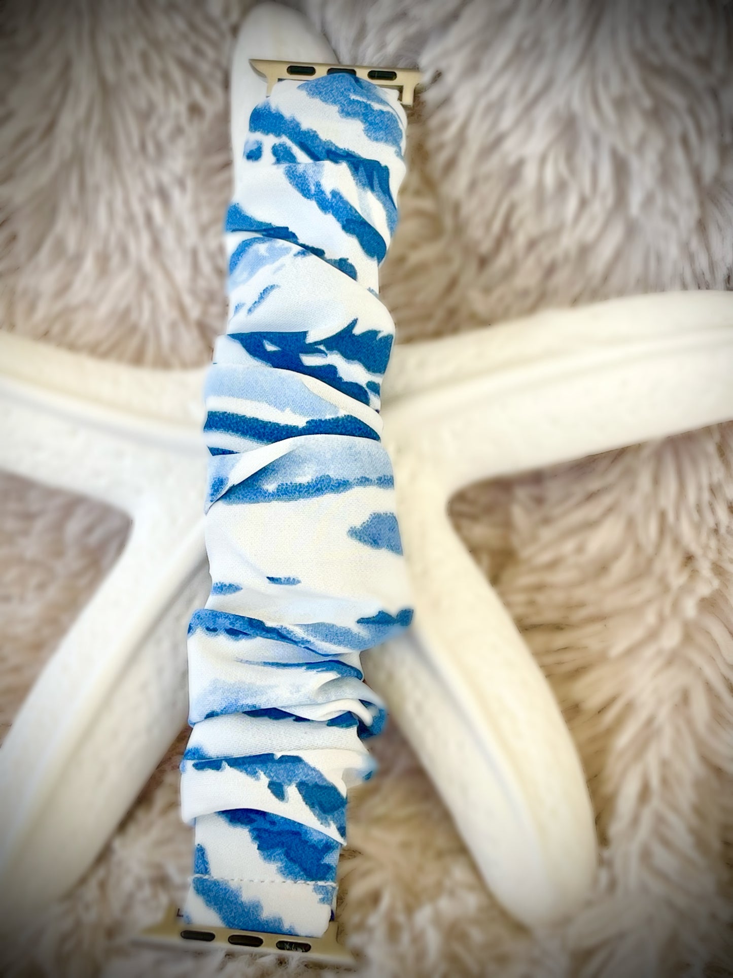 Cacha Scrunchie Band - Tie-Dye Blue/White